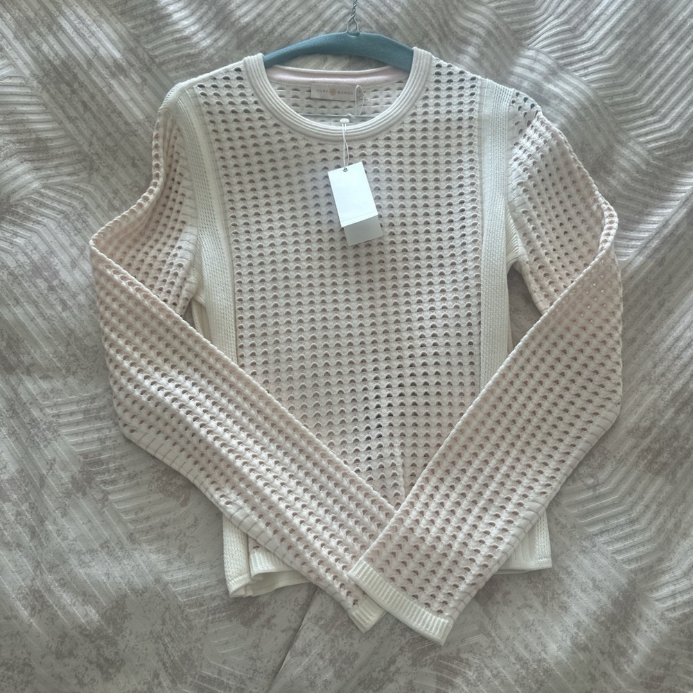 Tory Burch Cream Textured Women's Sweater